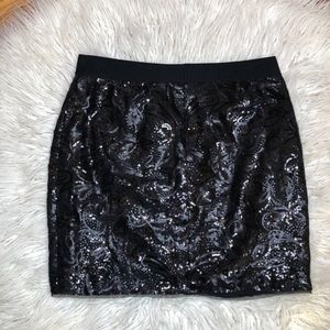 BCBGmaxaziria Black Sequin Mini Skirt, M
